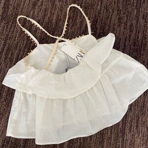 Linen blend flowy crop top